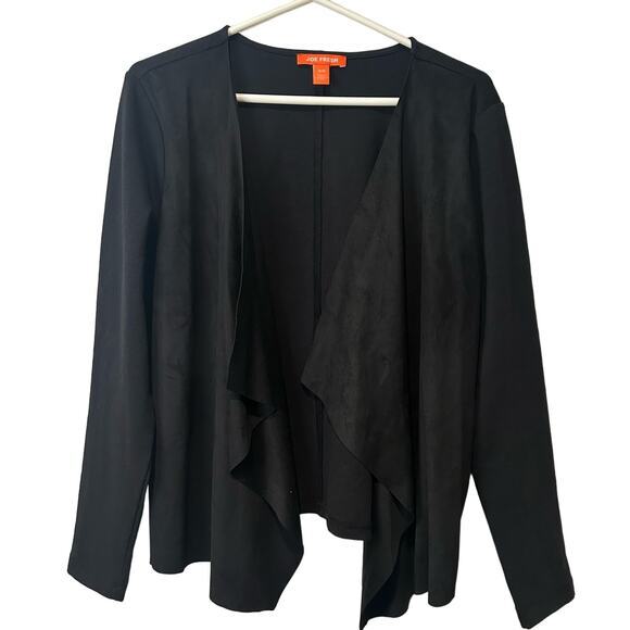 Joe Fresh Open Front Waterfall Jacket Black Sz Medium Suede Office Career Basic - Picture 1 of 10